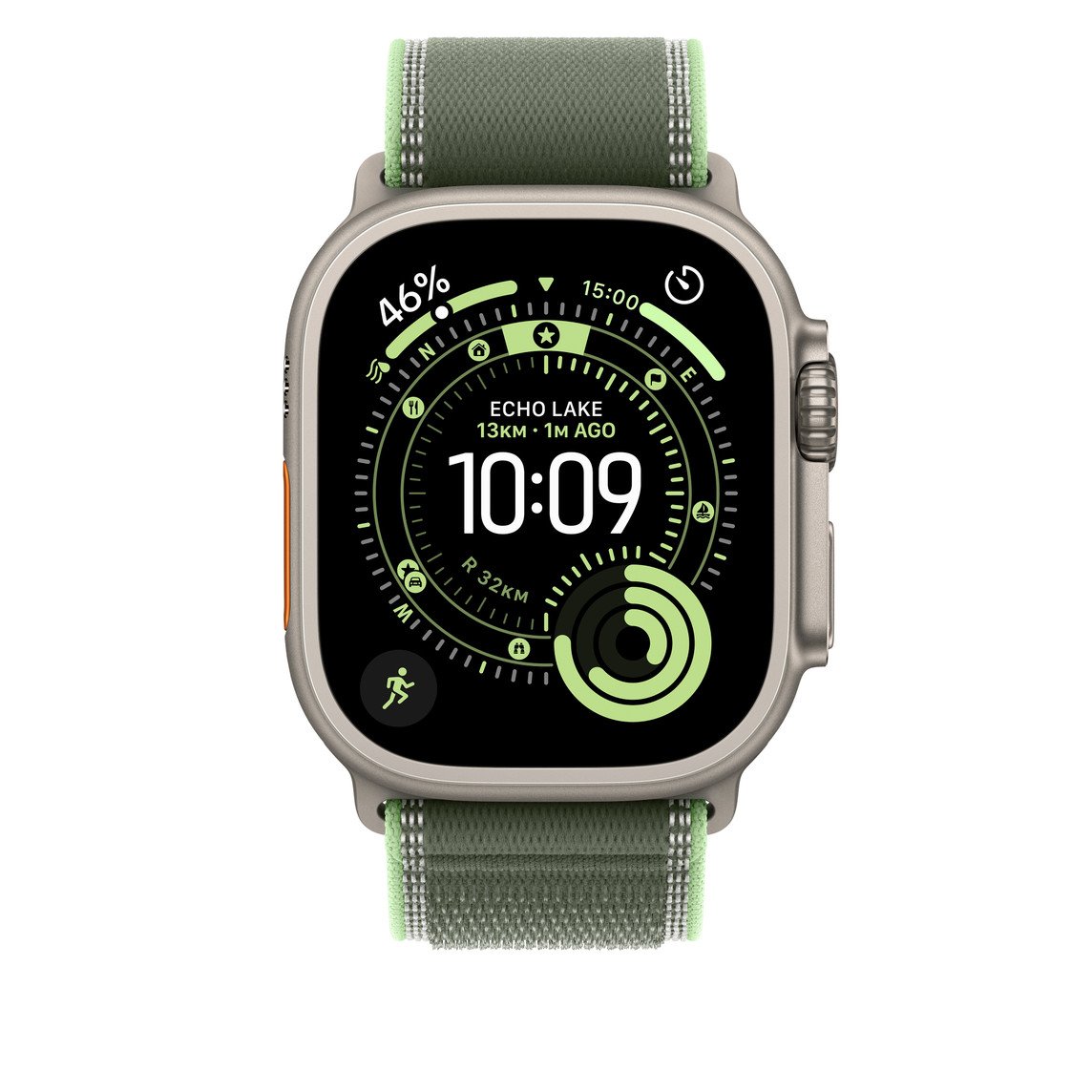 49mm Green/Neon Trail Loop – S/M – Natural Titanium Finish