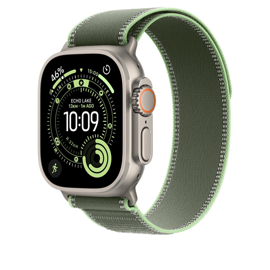 49mm Green/Neon Trail Loop – S/M – Natural Titanium Finish